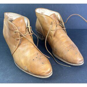 Womens Italian Leather Lace Up Ankle Boots Chukka EU 39 US 8.5 Old Distressed